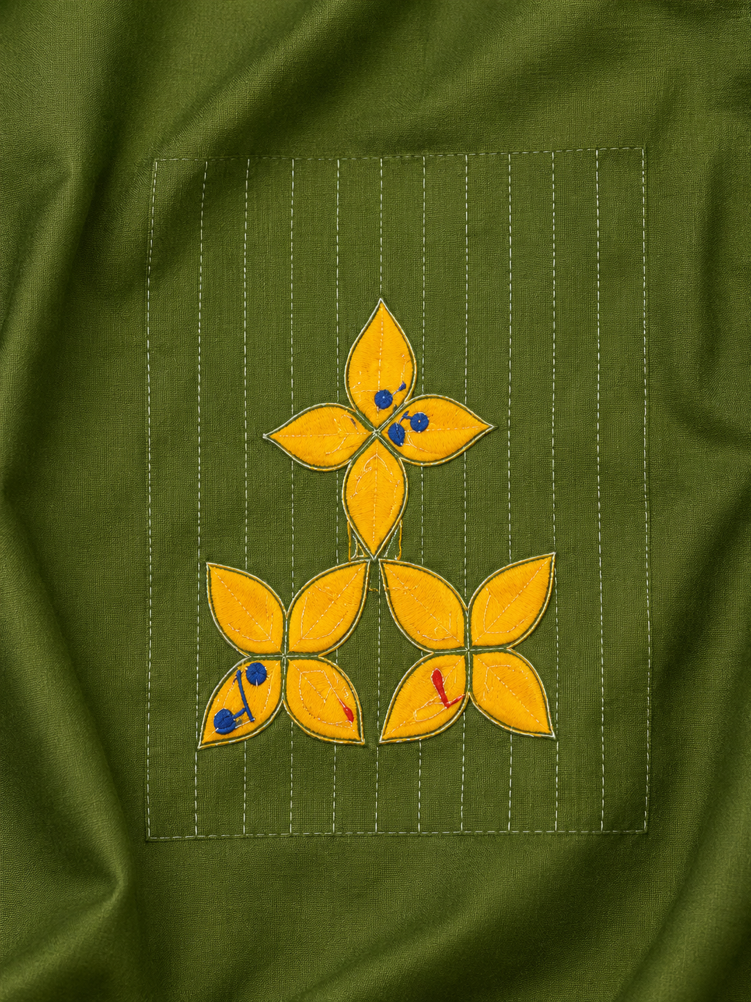 Olive Green Short Kurti - Embroidery Pattern