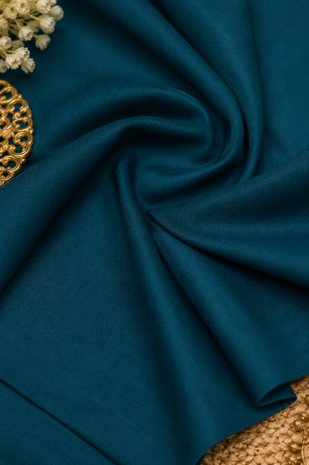 Royal Teal Short Kurti - Fabric View