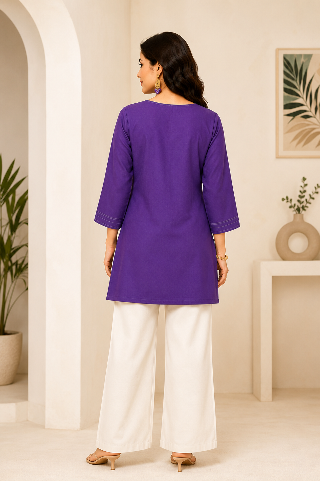 Royal Purple Short Kurti - Back View