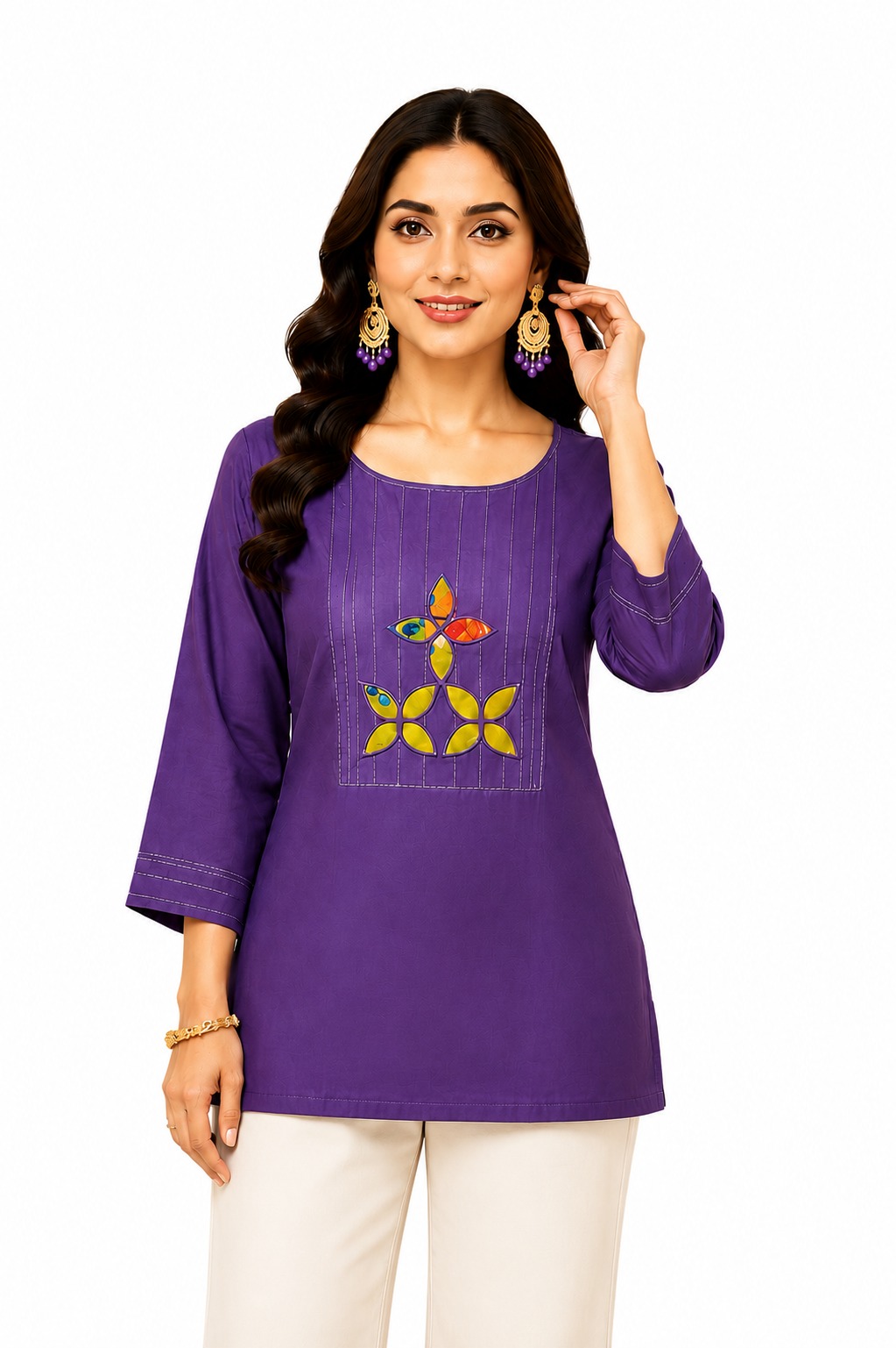 Royal Purple Short Kurti - Front View