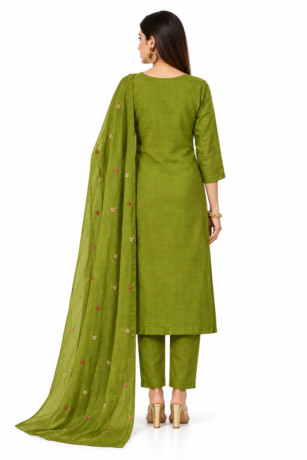 Mull Chanderi Suit Back View