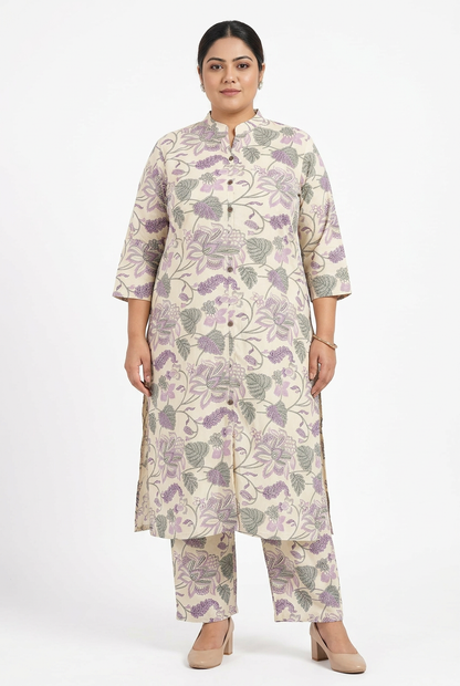 Front View - Botanical Floral Coord Set Plus Size 6XL