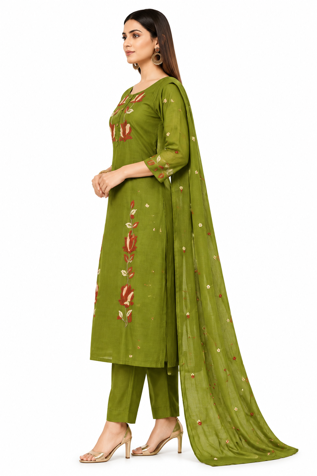 Mull Chanderi Suit Side View
