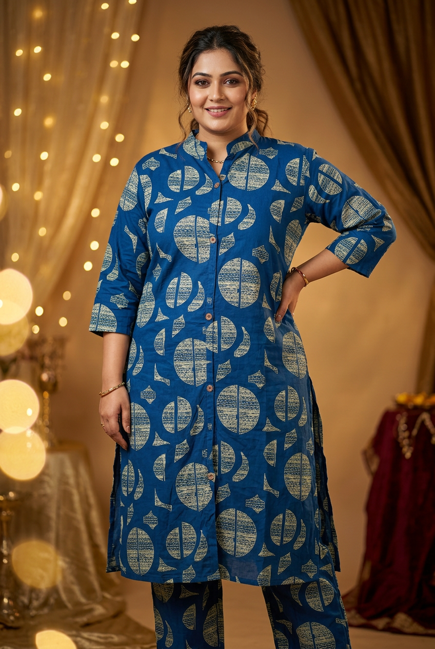 Hero - Royal Blue Geometric Coord Set Plus Size 6XL