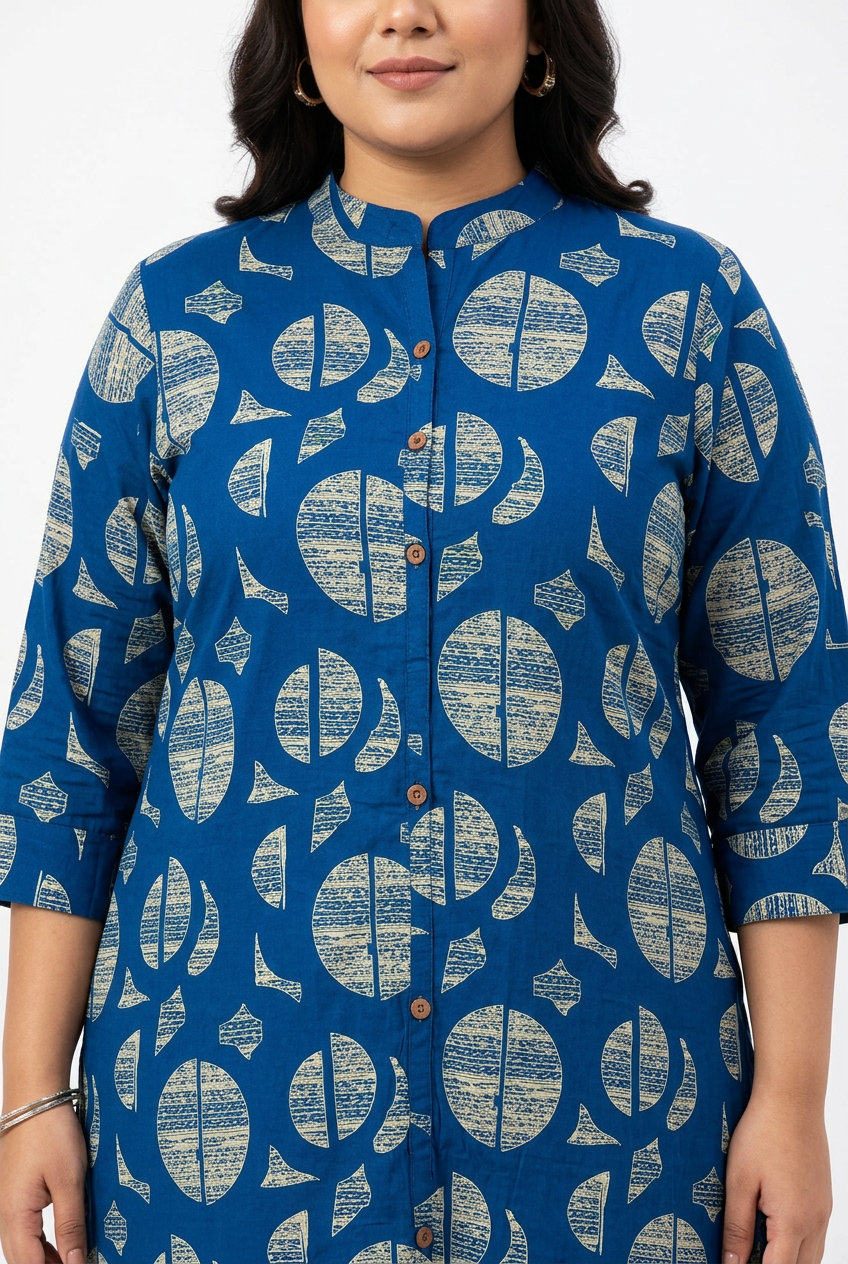 Collar Detail - Royal Blue Geometric Coord Set