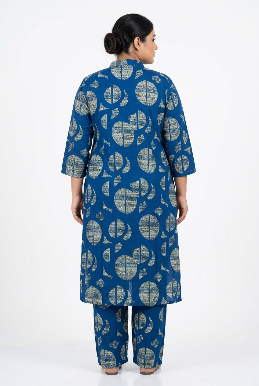 Back View - Royal Blue Geometric Coord Set