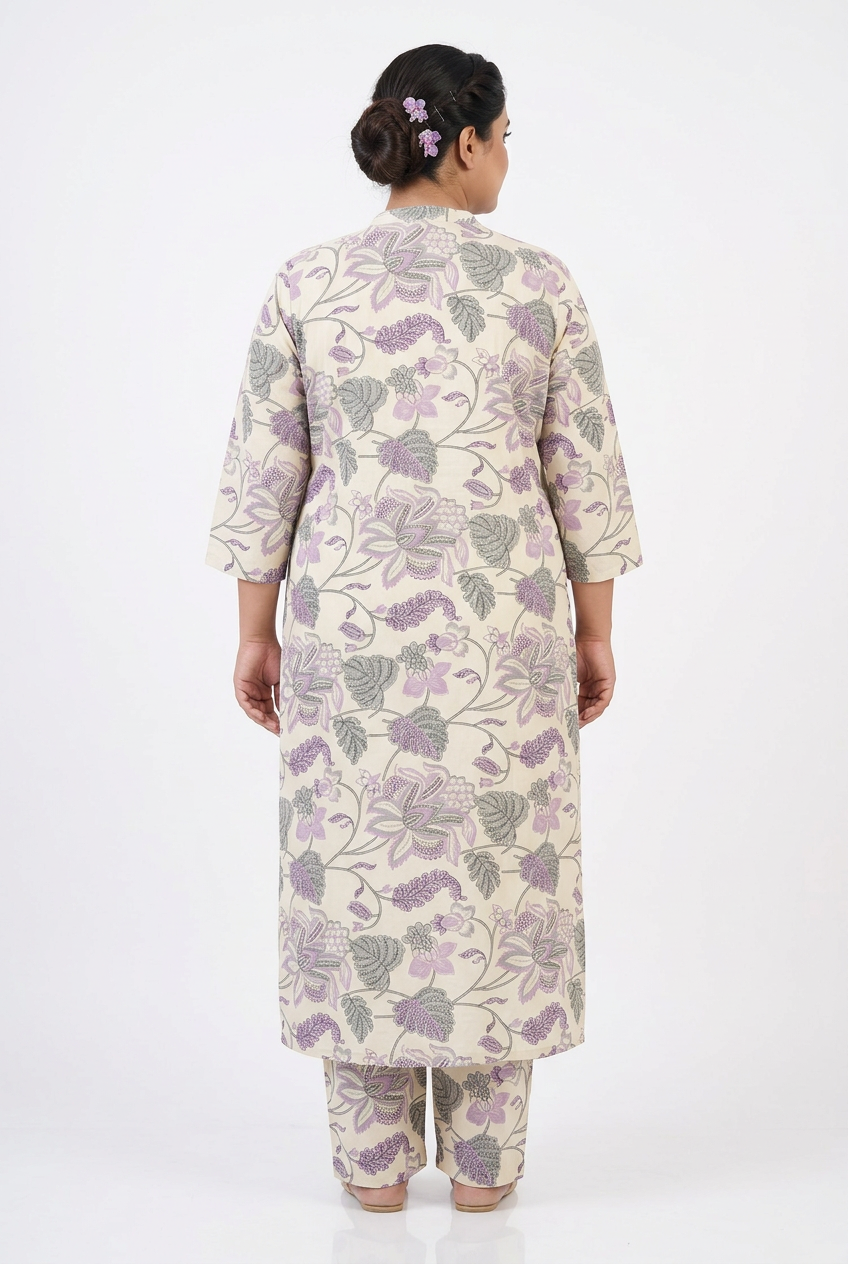Back View - Botanical Floral Coord Set Plus Size 6XL