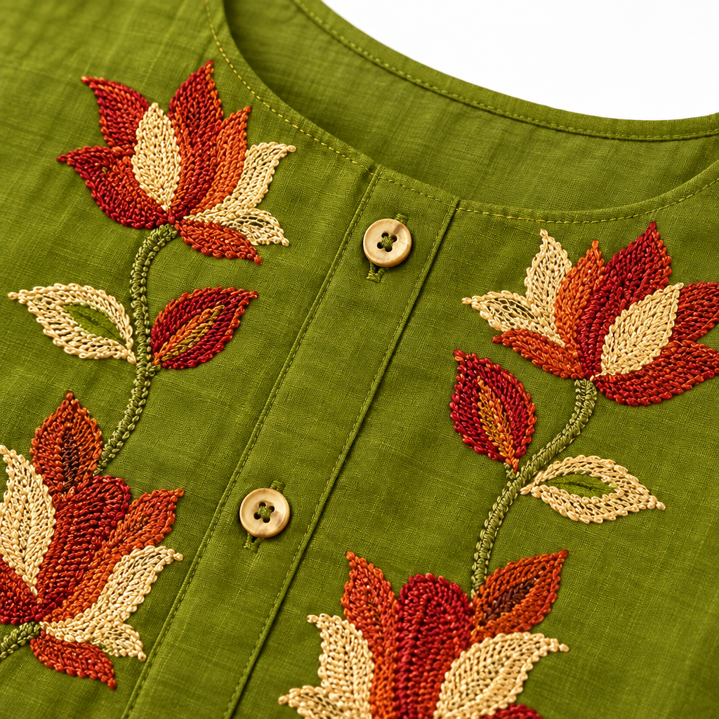 Mull Chanderi Embroidery Pattern