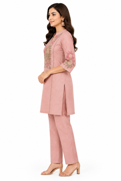 Roman Cord Set Pink Side View