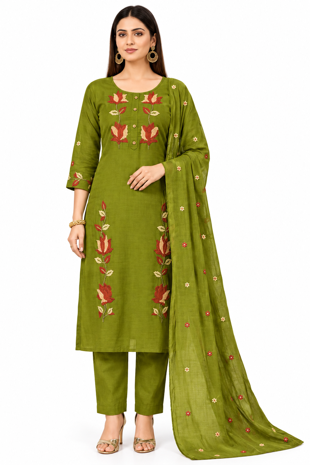 Mull Chanderi Suit Front View