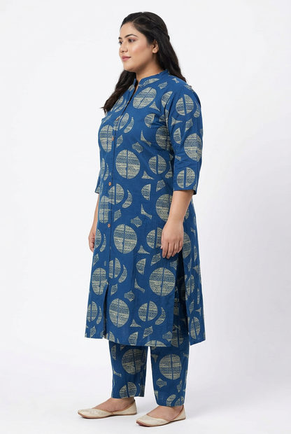 Side View - Royal Blue Geometric Coord Set