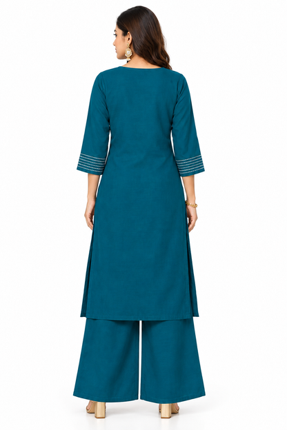 Dabu Cord Set Teal Back View