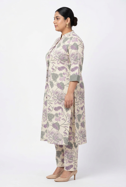 Side View - Botanical Floral Coord Set Plus Size 6XL