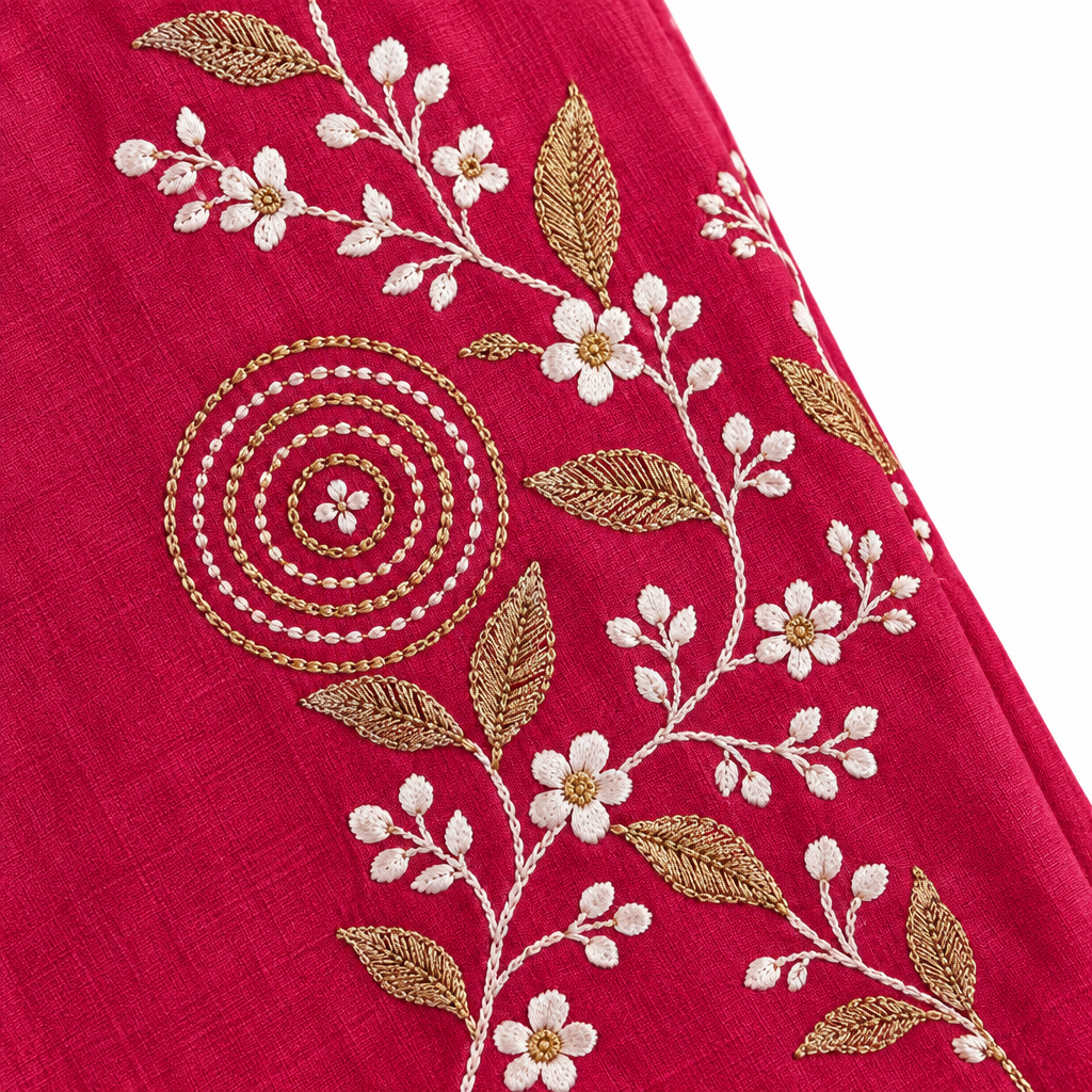 Anika Pink Embroidery Detail