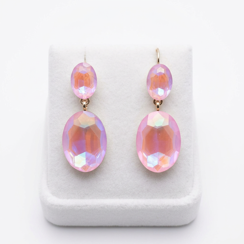 Pink Crystal Drop Earrings