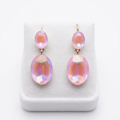 Pink Crystal Drop Earrings